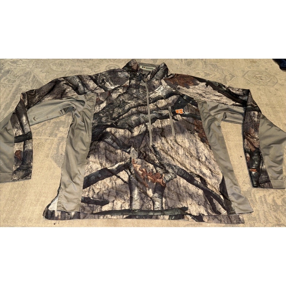 Russell Outdoors APX Camo Pullover Jacket Windbreaker Mens Scent Stop‎ Sz Large